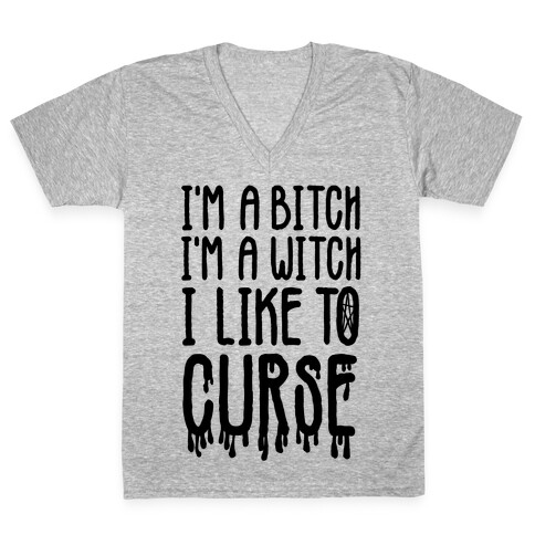 I'm a Bitch, I'm a Witch, I Like to Curse V-Neck Tee Shirt