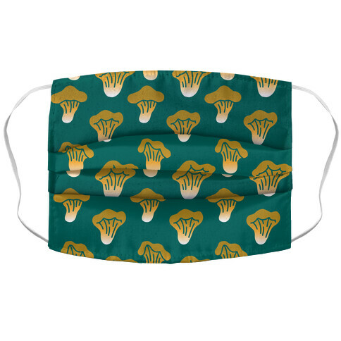 Golden Oyster Teal Green Mushroom Pattern Accordion Face Mask