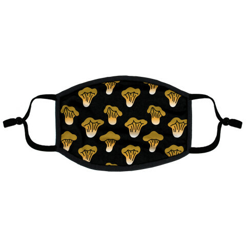 Golden Oyster Mushroom Black Pattern Flat Face Mask