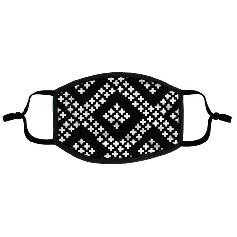 Little Cross Pattern Black Flat Face Mask