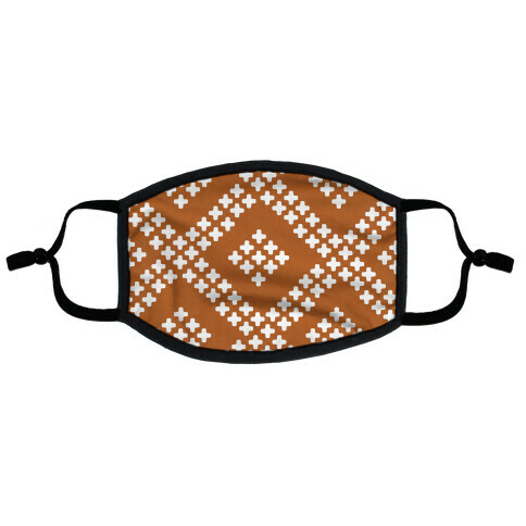 Little Cross Pattern Rust Orange Flat Face Mask