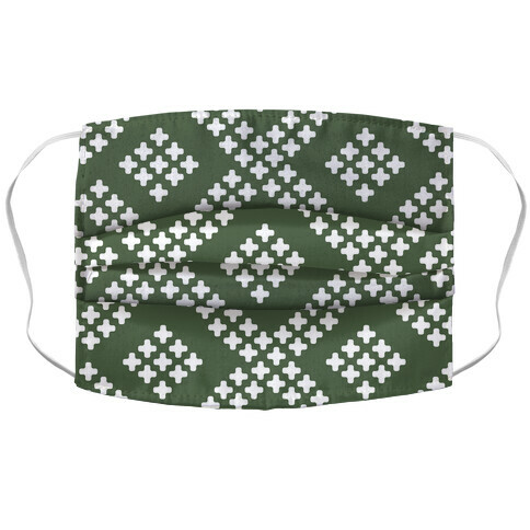 Little Cross Pattern Chive Green Accordion Face Mask