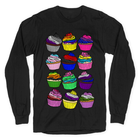 LGBTQ+ Cartoon Cupcakes Long Sleeve T-Shirt
