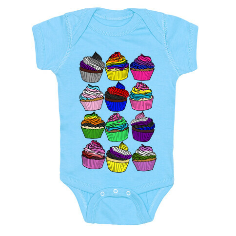 LGBTQ+ Cartoon Cupcakes Baby One-Piece