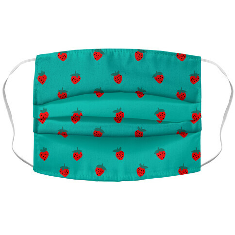 Dainty Strawberry Pattern Aqua Accordion Face Mask