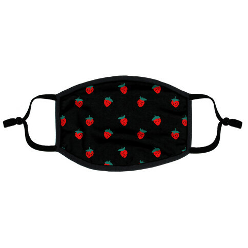 Dainty Strawberry Pattern Black Flat Face Mask