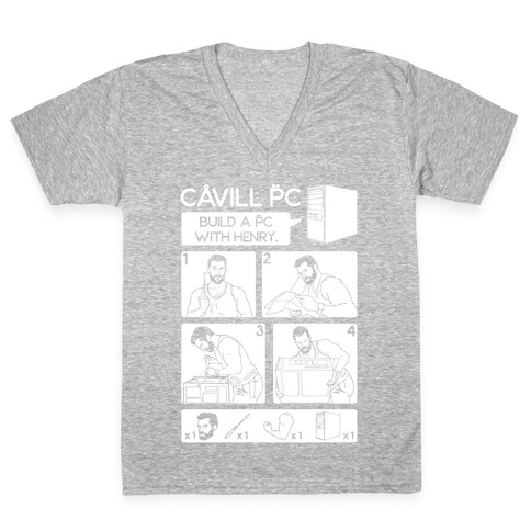 Cavill PC Parody White Print V-Neck Tee Shirt