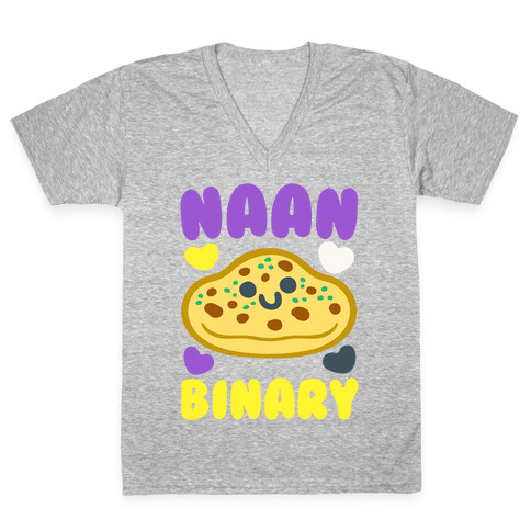 Naan Binary White Print V-Neck Tee Shirt