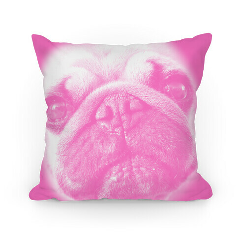 Pink Pug Face Pillow