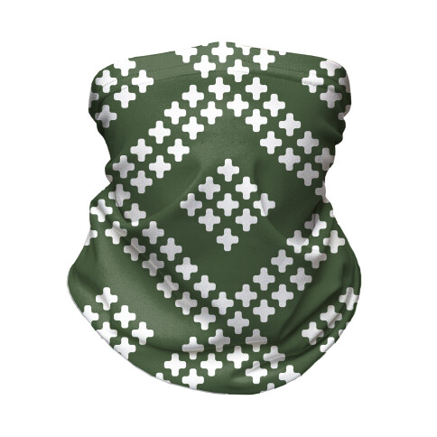 Little Cross Pattern Chive Green Neck Gaiter