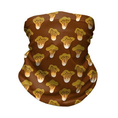 Golden Oyster Mushroom Brown Pattern Neck Gaiter