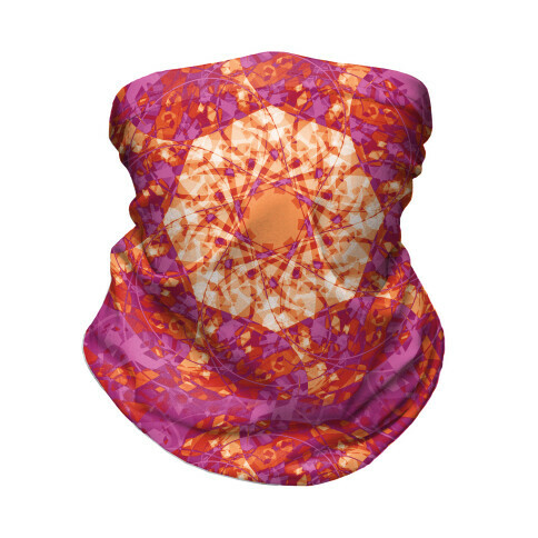 Psychadelic Mandala Pink and orange Neck Gaiter