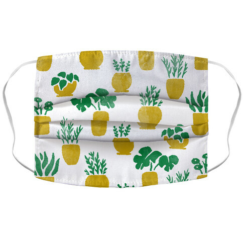 Watercolor Houseplants Pattern White Accordion Face Mask