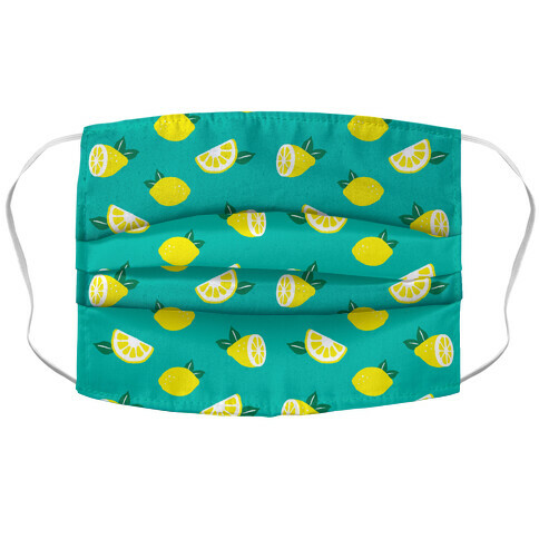 Dainty Lemons Pattern Aqua Accordion Face Mask