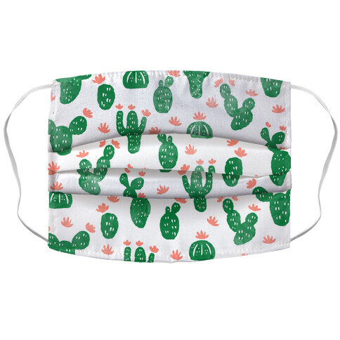 Watercolor Cacti Pattern Watercolor Accordion Face Mask