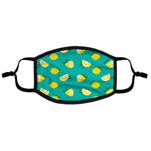 Dainty Lemons Pattern Aqua Flat Face Mask