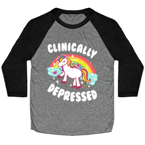 Clinically Depressed Unicorn Baseball Tee