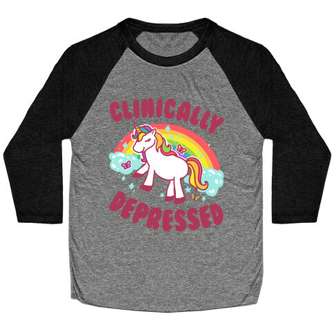 Clinically Depressed Unicorn Baseball Tee