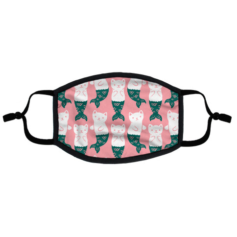 Cat Mermaid Pattern Pink Flat Face Mask