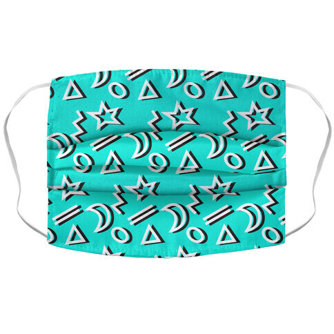 90's Teal Party Pattern Accordion Face Mask