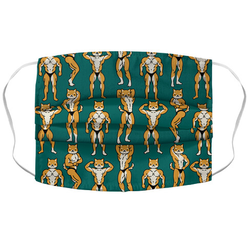 Buff Shiba Inu Teal Accordion Face Mask