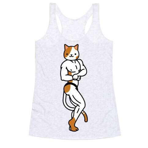 Buff Cat White and Brown Spotted Racerback Tank Top