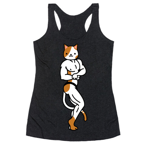 Buff Cat White and Brown Spotted Racerback Tank Top