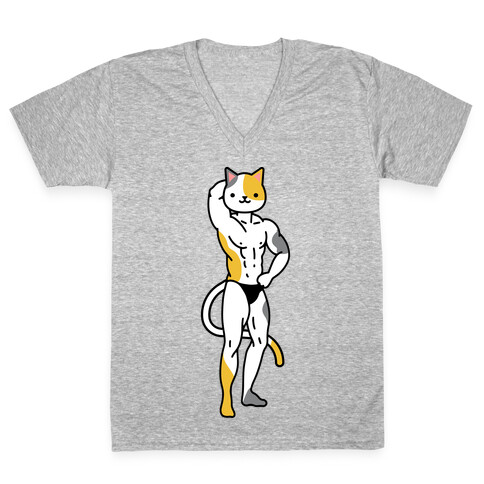 Buff Cat Calico V-Neck Tee Shirt