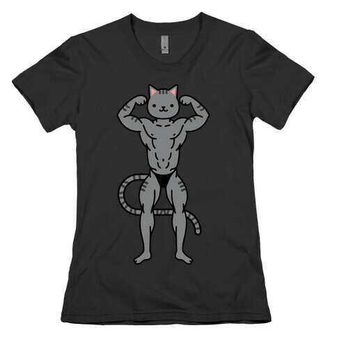 Buff Cat Grey Stripe Womens T-Shirt
