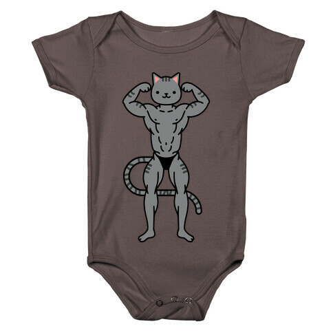 Buff Cat Grey Stripe Baby One-Piece
