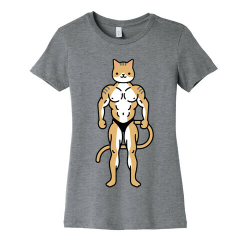 Buff Cat White Brown Grey Womens T-Shirt