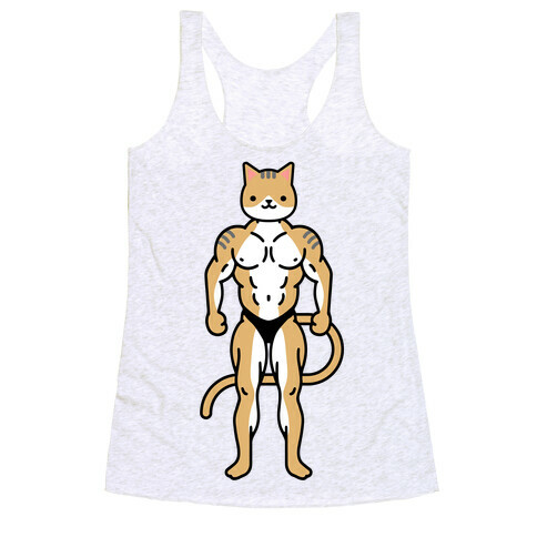 Buff Cat White Brown Grey Racerback Tank Top