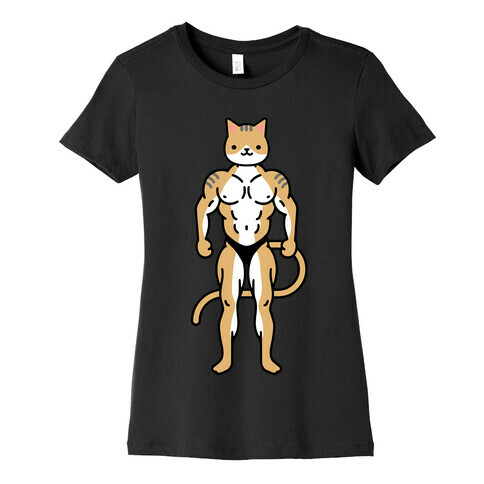 Buff Cat White Brown Grey Womens T-Shirt