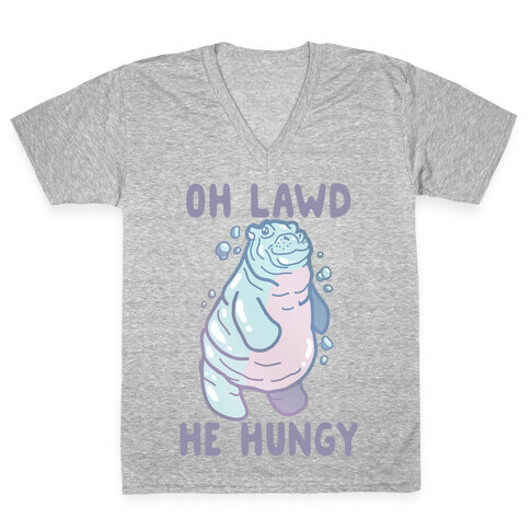 Oh Lawd He Hungy Hippo V-Neck Tee Shirt