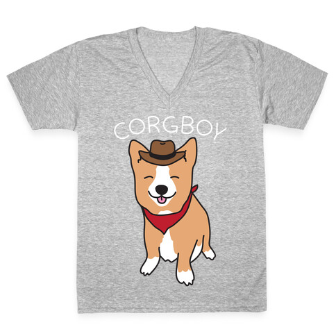Corgboy Cowboy Corgi V-Neck Tee Shirt