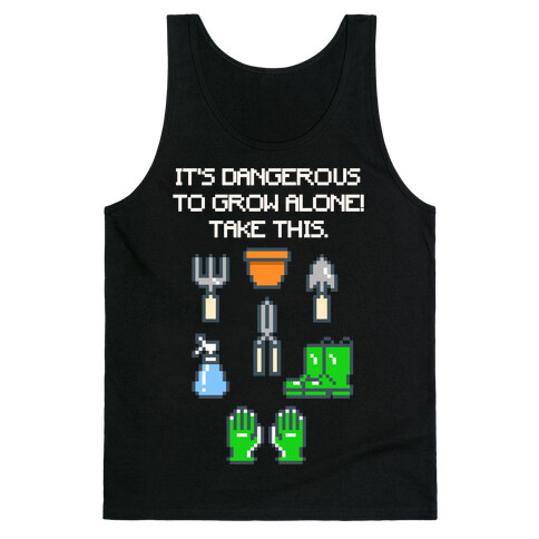 It's Dangerous To Grow Alone Parody White Print Tank Top