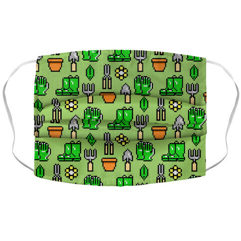 Pixel Gardening Tool Pattern Accordion Face Mask