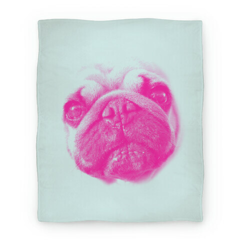 Pink Pug Face Blanket
