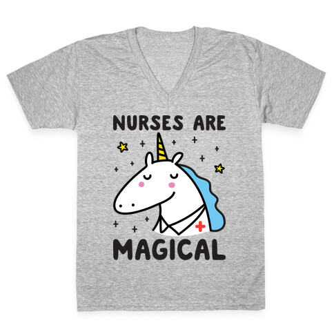 Nurses Are Magical Unicorn V-Neck Tee Shirt