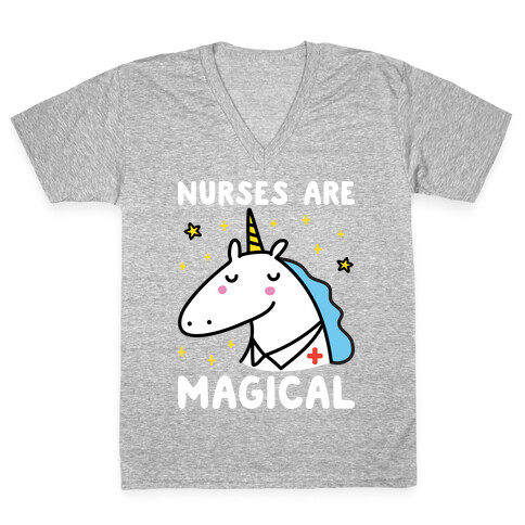 Nurses Are Magical Unicorn V-Neck Tee Shirt