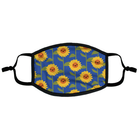 Happy Sunflower Pattern Flat Face Mask