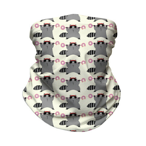 Weightlifting Raccoon Pattern Neck Gaiter