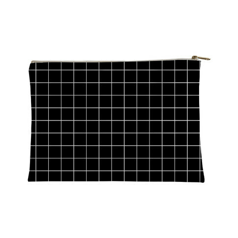 Black and White White Line Grid Design Accessory Bag