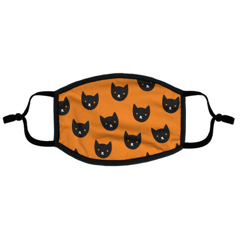 Black Cat Face Pattern Flat Face Mask