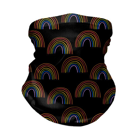 Hand Drawn Rainbow (Black) Neck Gaiter