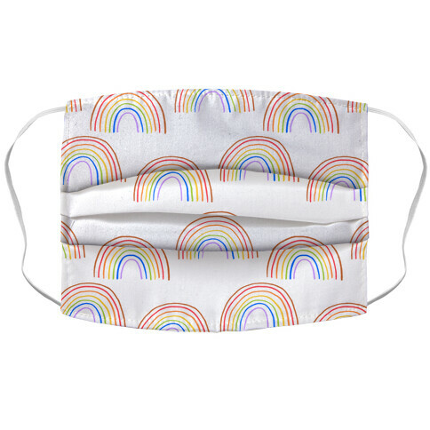 Hand Drawn Rainbow (White) Accordion Face Mask