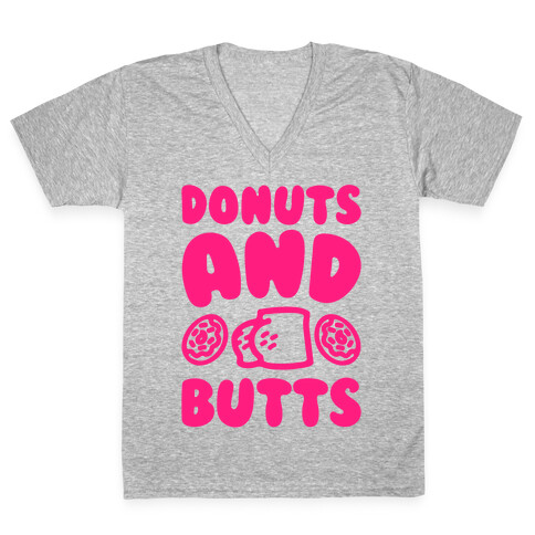 Donuts and Butts White Print V-Neck Tee Shirt