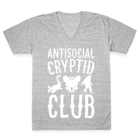 Antisocial Cryptid Club White Print V-Neck Tee Shirt
