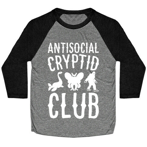 Antisocial Cryptid Club White Print Baseball Tee