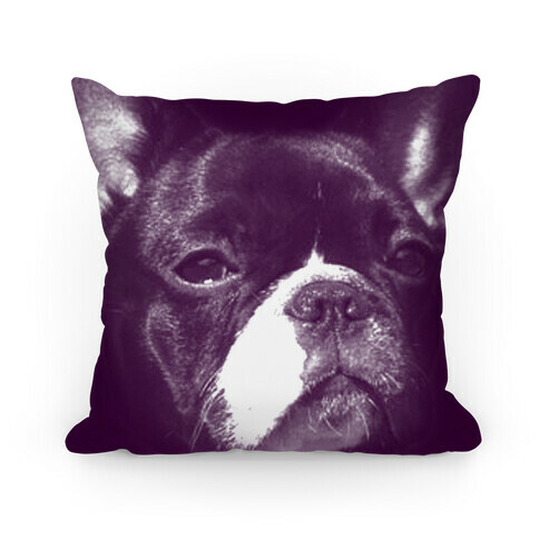 Purple Boston Terrier Face Pillow